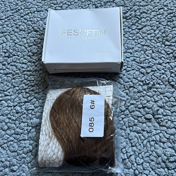 FESHFEN 100% Human Hair Clip In Bangs Blonde Mixed Brown - Picture 8 of 10